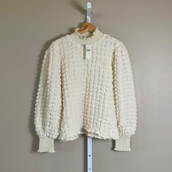 Anthropologie Endless Rose Textured Puff-Sleeve Blouse - Picture 6 of 16